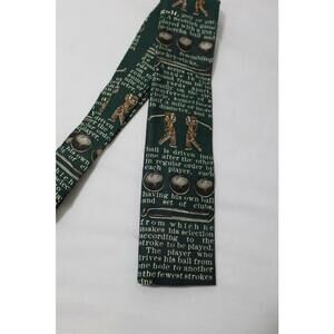 Vintage ROOSTER Novelty Golf Square End Cotton Necktie, Dark Green
